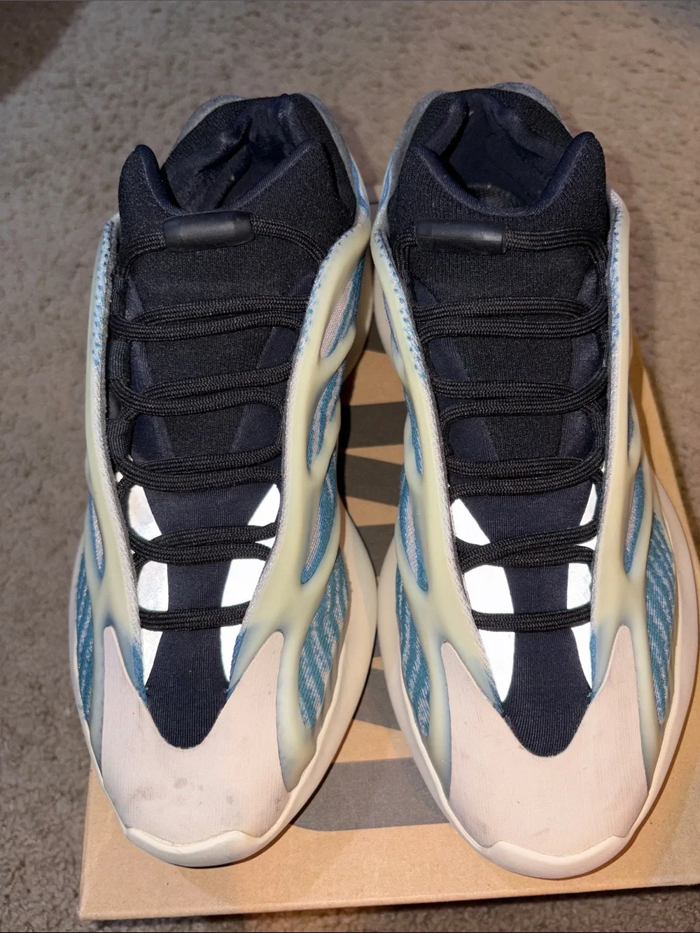 Yeezy Men's Navy, Cream & Blue Runner Sneakers